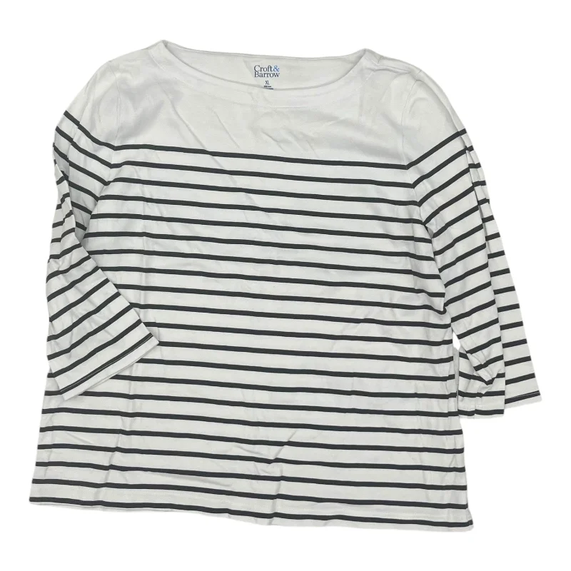 Top 3/4 Sleeve By Croft And Barrow In Black & White, Size:Xl