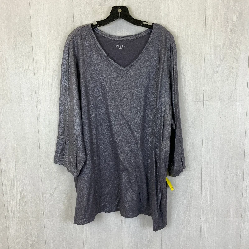 Top 3/4 Sleeve Basic By Catherines In Purple, Size: 3x