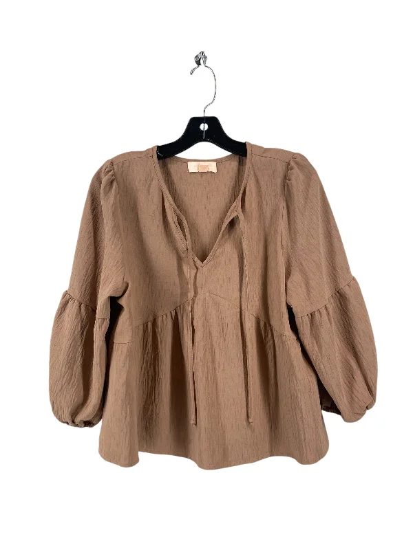 Top 3/4 Sleeve By Clothes Mentor In Beige, Size: M