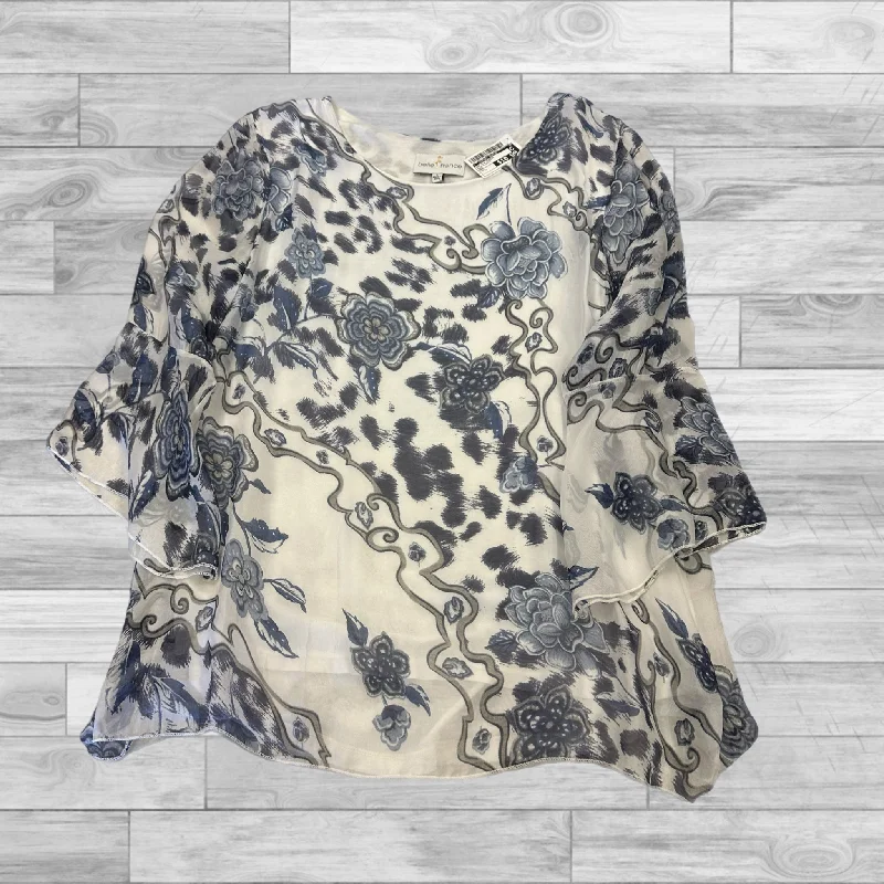 Top 3/4 Sleeve By Clothes Mentor In Blue & White, Size: L