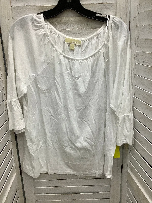 Top 3/4 Sleeve Basic By Michael By Michael Kors In White, Size: L