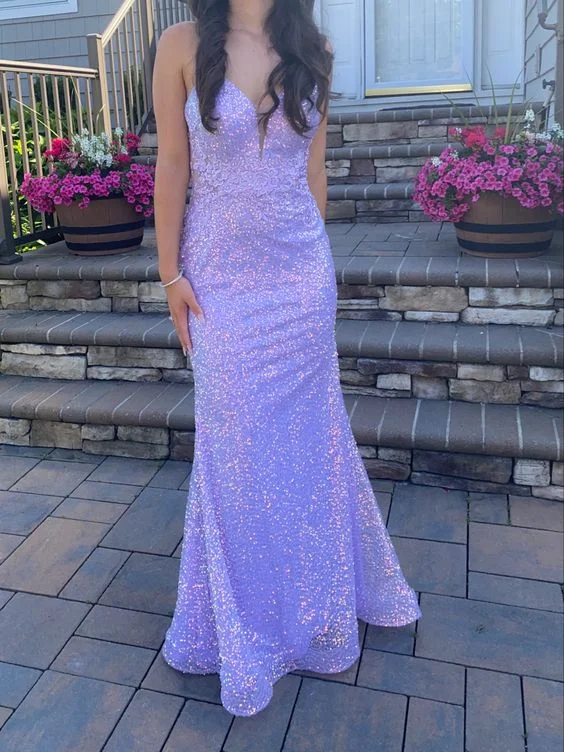 Purple Sequins Prom Dresses Long Party Dress Formal Dress gh2960