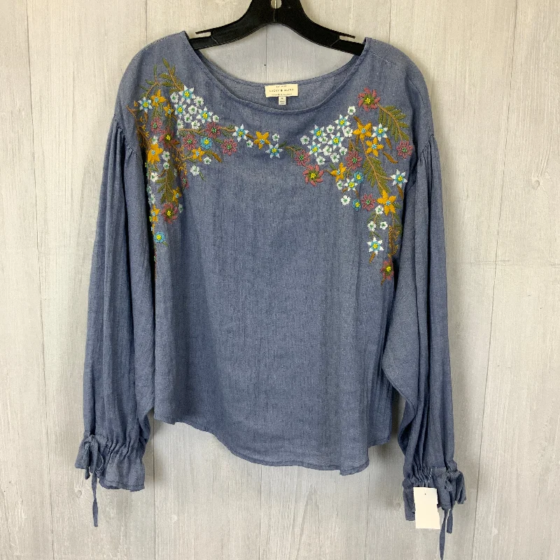 Top 3/4 Sleeve By Lucky Brand In Blue, Size: M