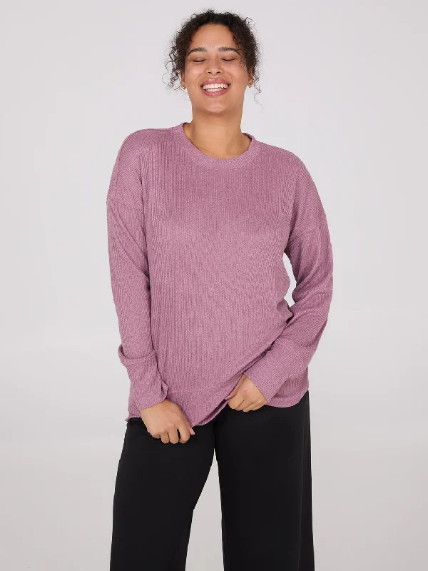 Melange Ribbed Long Sleeve Top