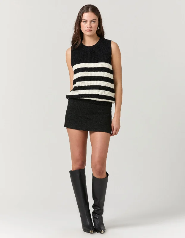 Emma Knit Tank - Black/Cream