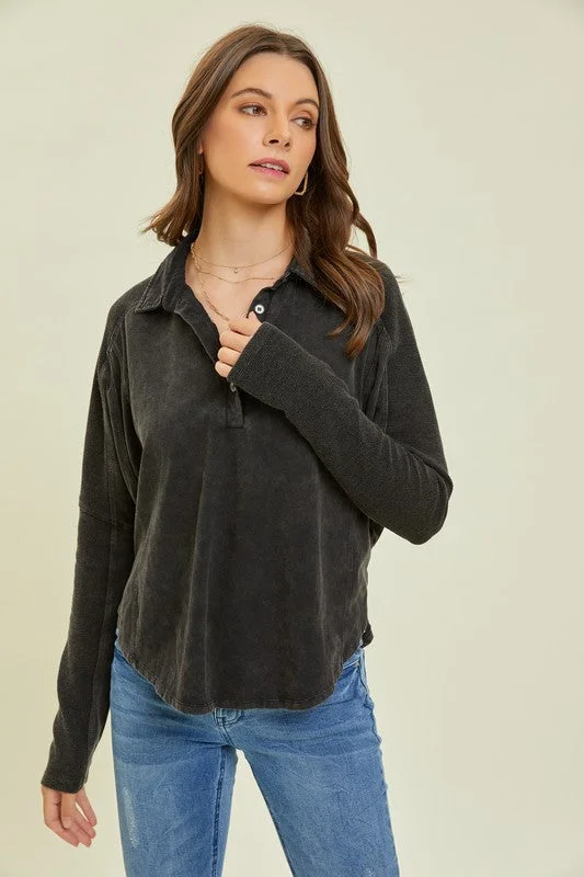 Drawing Lines Long Sleeve Top (Black)