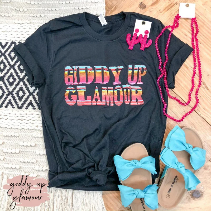 Giddy Up Glamour Serape Print Graphic Logo Tee Shirt in Black