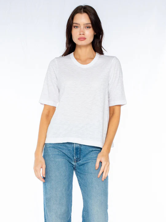 Elbow Sleeve Baby Fit Crew Tee in white by Wilt