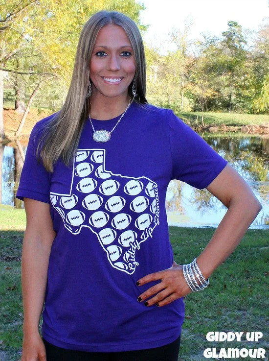 Last Chance Size Small | Football in Texas Short Sleeve Gameday Tee in Purple | ONLY 1 LEFT!