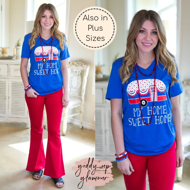 Last Chance Size Small | My Home Sweet Home Short Sleeve Tee Shirt in Blue