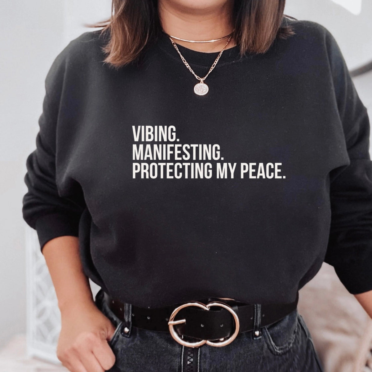 Zen Vibing & Manifesting Black  Sweatshirt