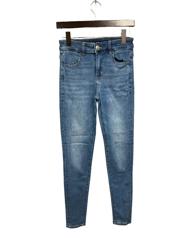 Jeans Skinny By American Eagle In Blue Denim, Size: 2