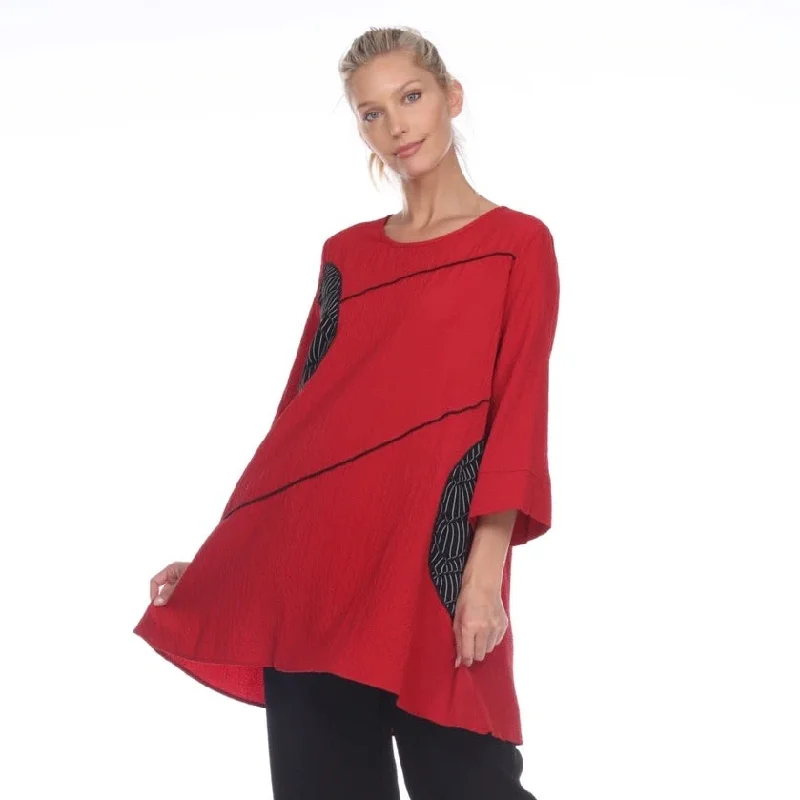 Moonlight Tunic w/ Half-Circles Trim in Red/Black - 2750