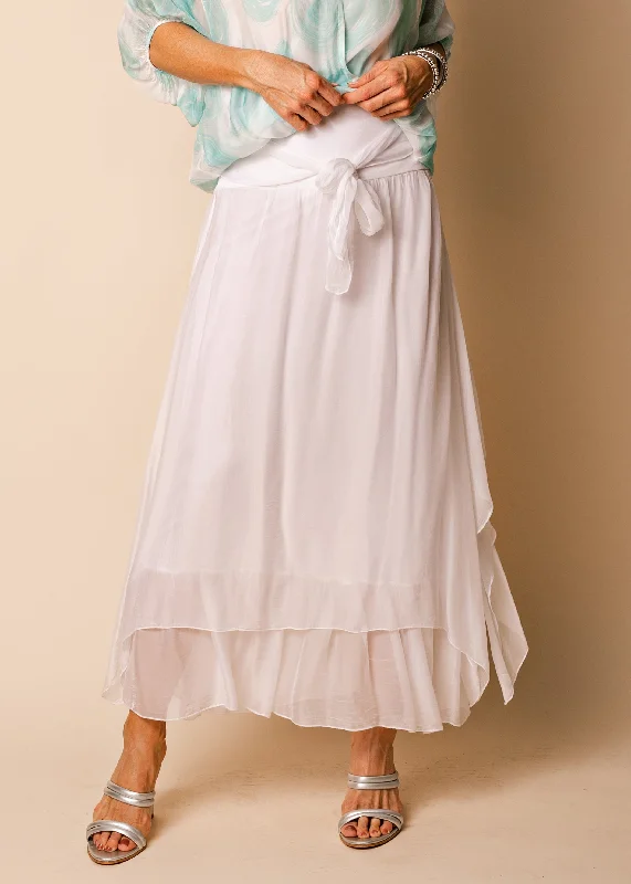 Nala Silk Skirt in White