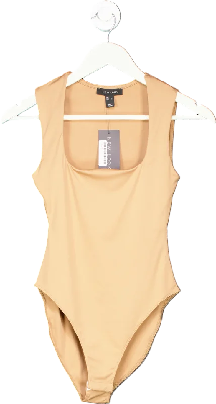 New Look Beige Slinky Square Bodysuit UK 6