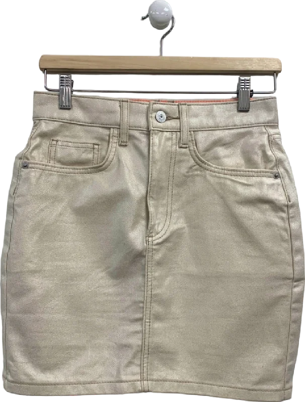 River Island Beige Denim Mini Skirt UK 6