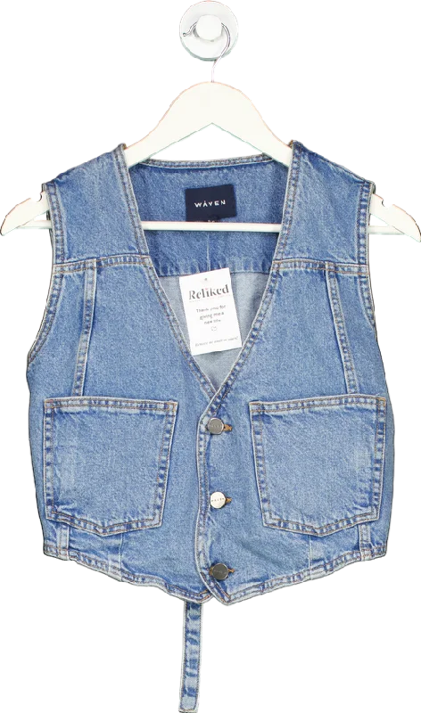 Waven Blue Mina Denim Waistcoat UK S