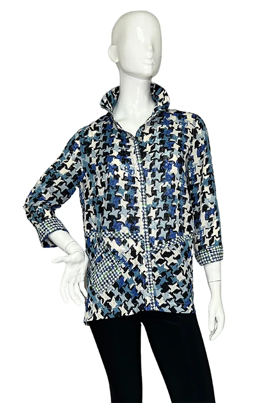 Woman's Blue Houndstooth Wire Collar Blouse DANA Lior