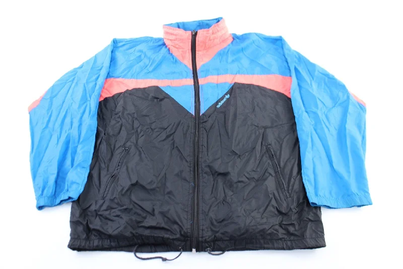 80's Adidas Logo Black, Blue, & Pink Zip Up Jacket