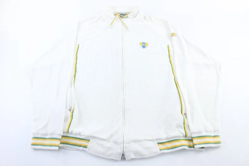 Air Jordan Embroidered Logo White Rayon Zip Up Jacket