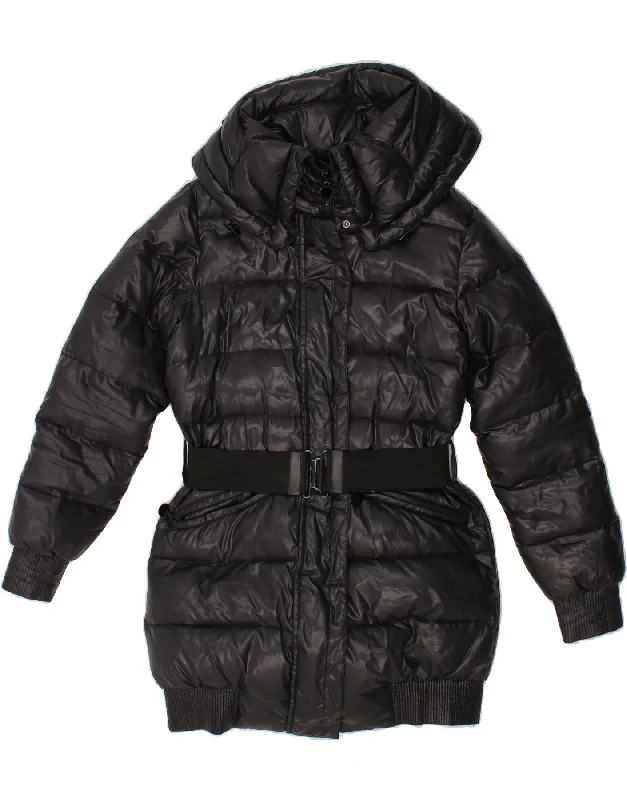 BENETTON Womens Padded Coat IT 42 Medium Black Nylon