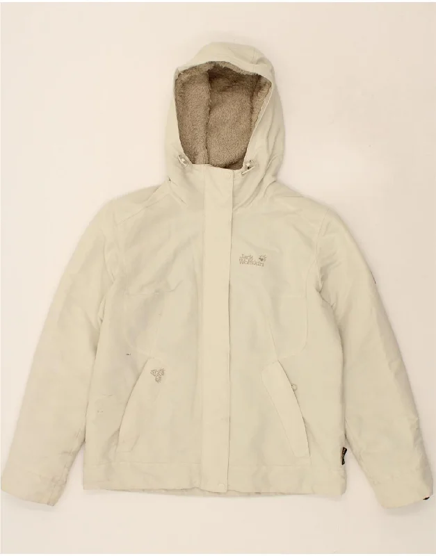 JACK WOLFSKIN Womens Hooded Windbreaker Jacket UK 12/14 Medium White