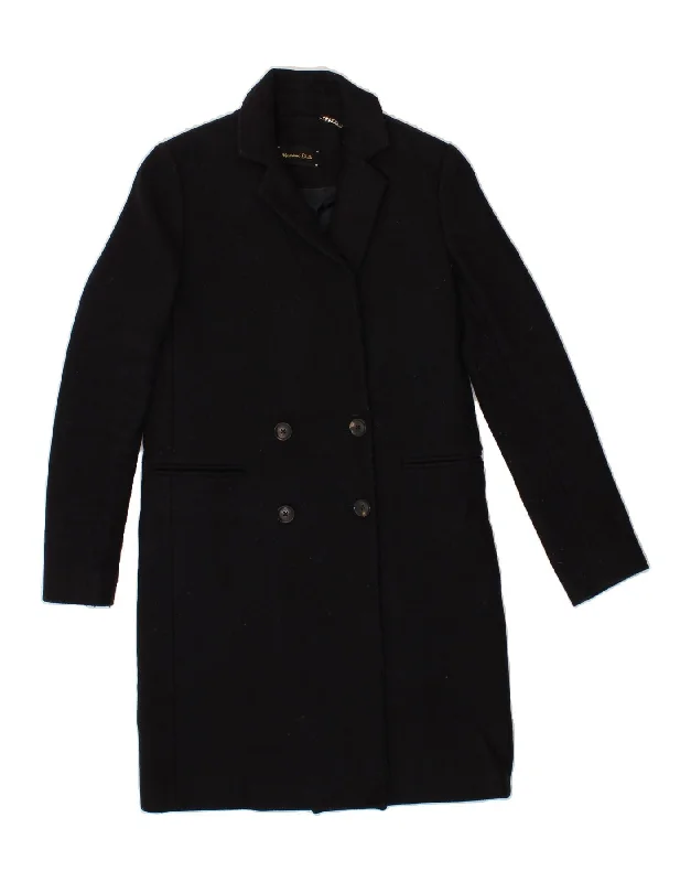 MASSIMO DUTTI Womens Double Breasted Coat EU 34 2XS Navy Blue Wool