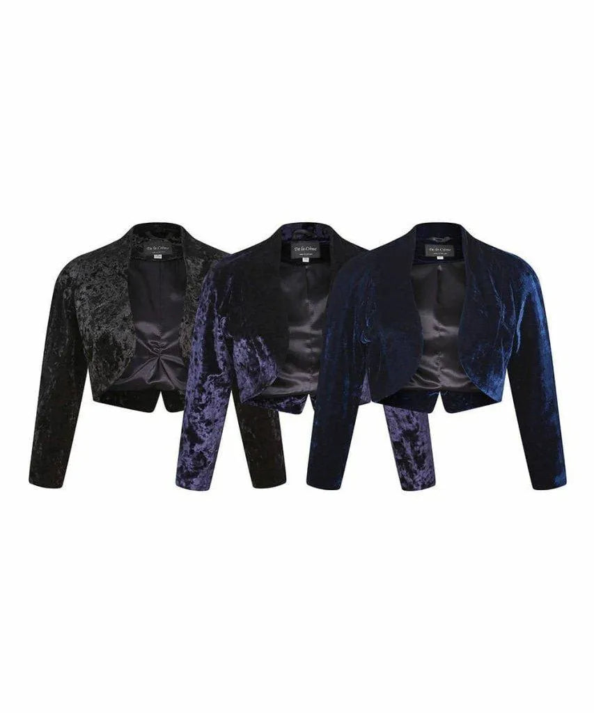 Open Front Velvet Bolero Shrug Top