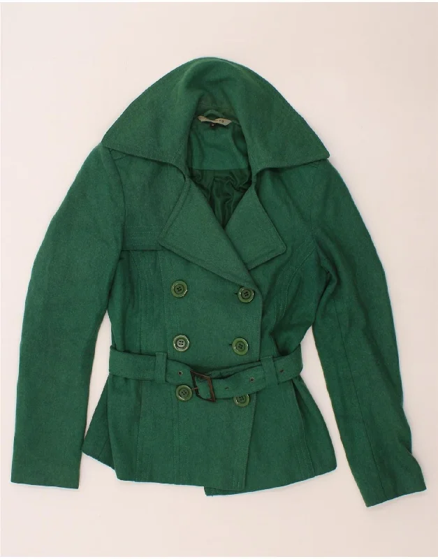 RED HERRING Womens Pea Coat UK 8 Small Green Wool