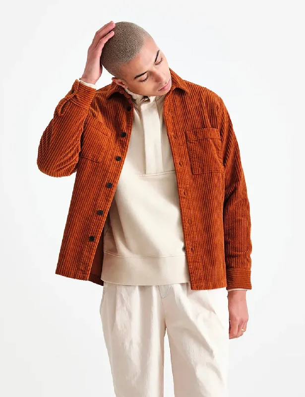 Wax London Whiting Overshirt (Cord) - Caramel Brown