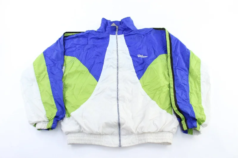 Wilson Embroidered Logo White, Blue, & Green Zip Up Jacket