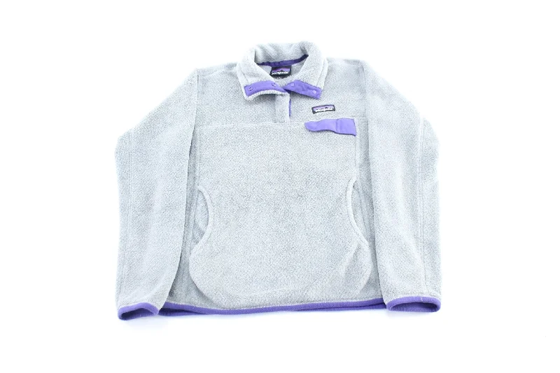 Women's Patagonia Logo Patch Grey & Purple Fleece Pullover