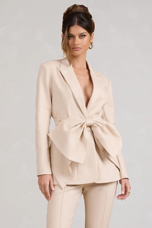 Gifted | Stone Plunge Blazer With Statement Bow