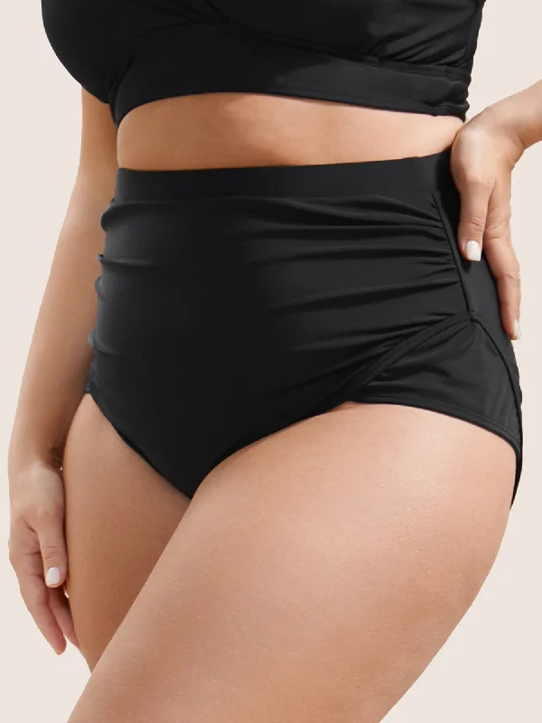 Plain Patchwork Ruched Swim Bottom