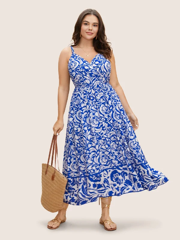 Rayon Boho Print Wrap Cami Dress