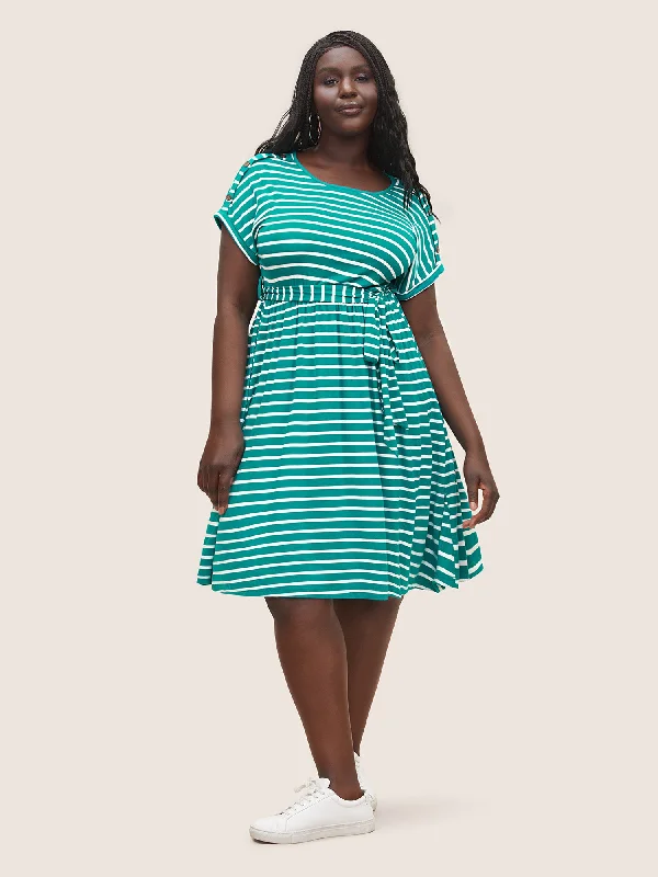 Supersoft Essentials Striped Dolman Sleeve Belted Dress