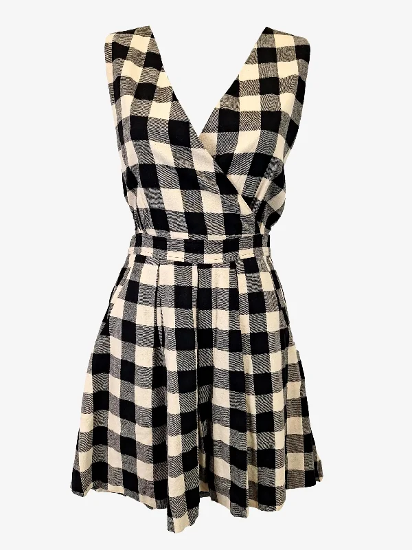 Dangerfield Checkered Pleated Wrap Mini Dress Size 6