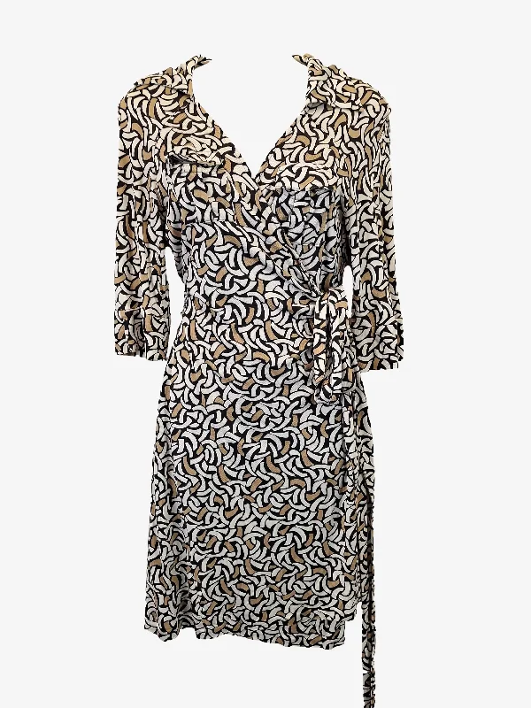 Diane Von Furstenberg Collared Silk Wrap Mini Dress Size 12