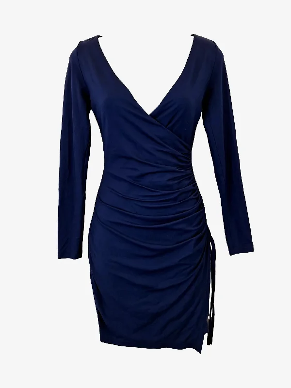 Kookai Navy Ruched Wrap Zuri Mini Dress Size 8