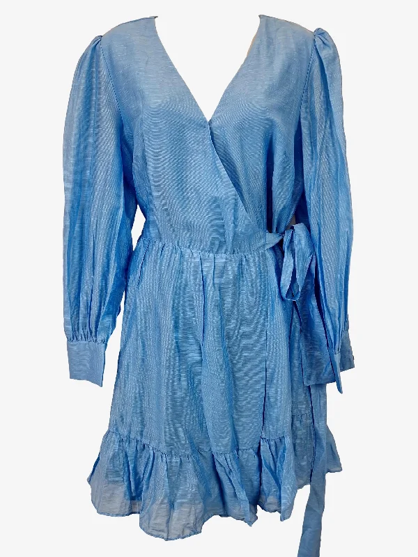 Portmans Summer Blue Cocktail Wrap Mini Dress Size 12