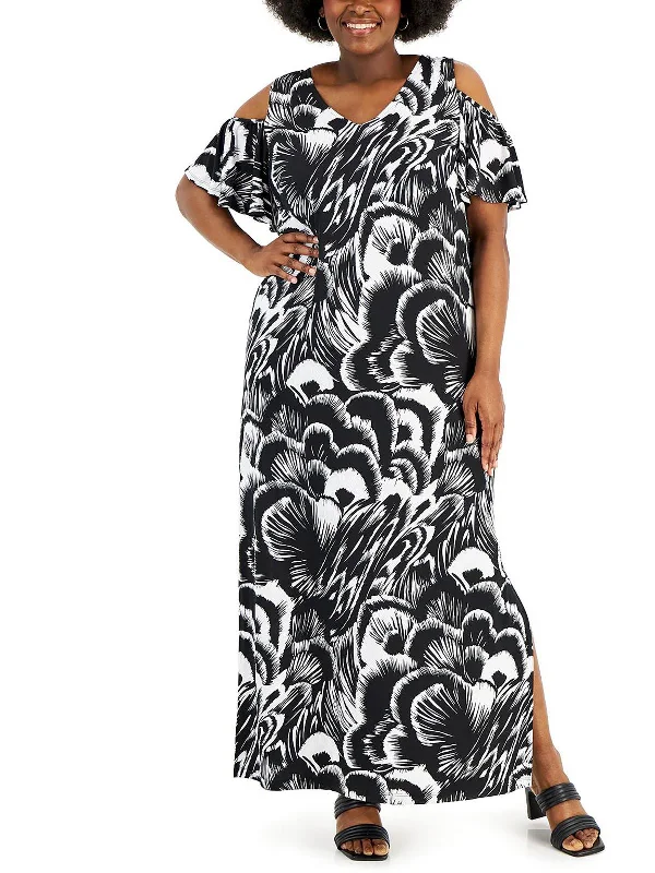 Plus Womens Side Slits Long Maxi Dress