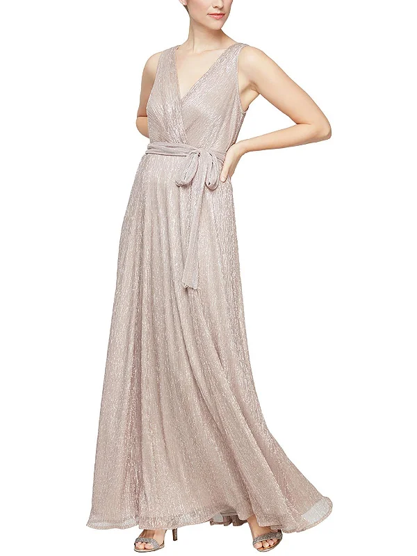 Womens Faux Wrap Maxi Evening Dress