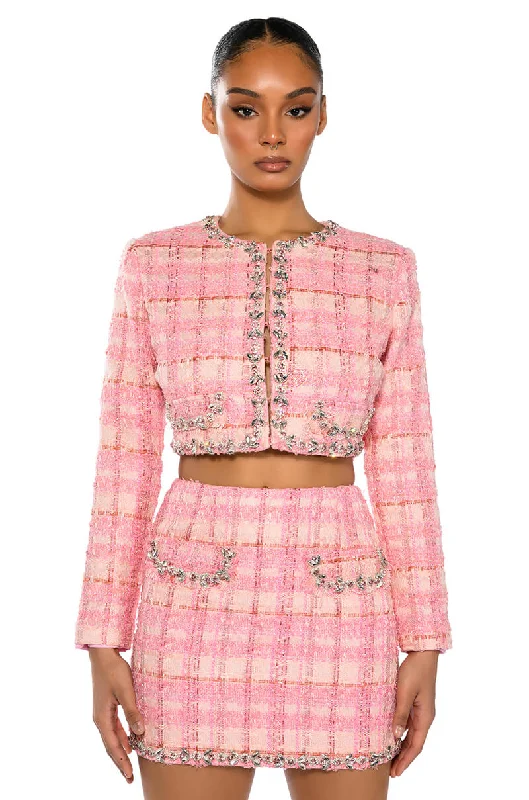 BEND AND SNAP TWO PIECE TWEED BLAZER MINI SKIRT SET