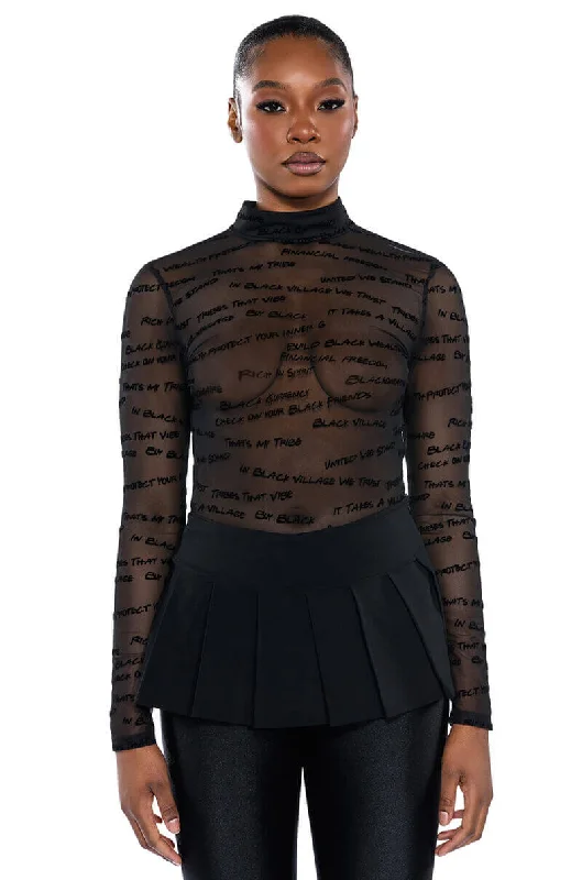 BLACK VILLAGE FOUNDATION LOGO MESH BODYSUIT