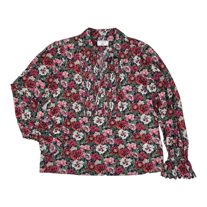 FLORAL PRINT J. CREW BLOUSE LS, Size L