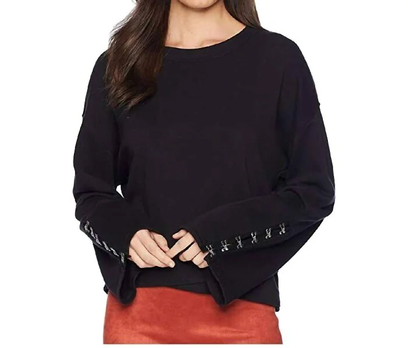 Khaleesi Bell Sleeve Sweatshirt In Black