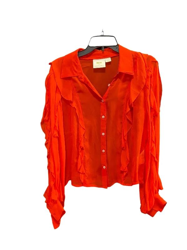 Orange Blouse Long Sleeve Maeve, Size S