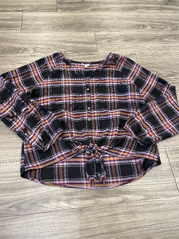 Plaid Pattern Blouse Long Sleeve Sonoma, Size L