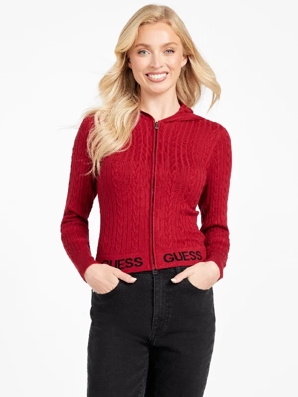 Elise Cable-Knit Sweater Zip Hoodie