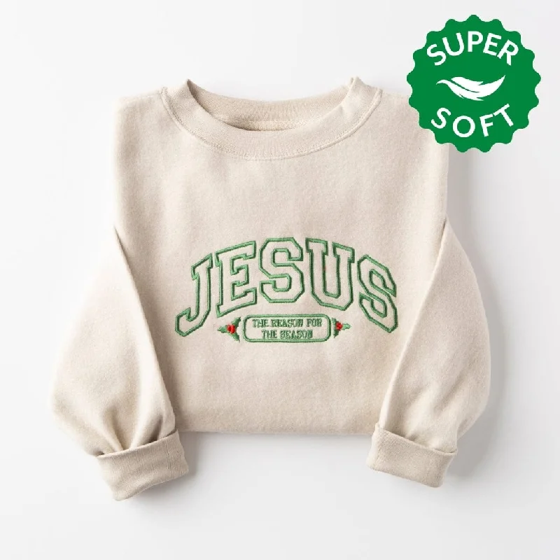 Embroidered Jesus Fuzzy Sweatshirt